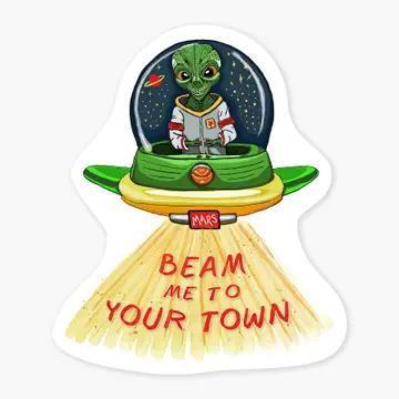 Nice Enough Stickers Beam Me Up - 3" Name Drop Sticker | Barcoded | Custom, non-returnable item: Leavenworth, WA