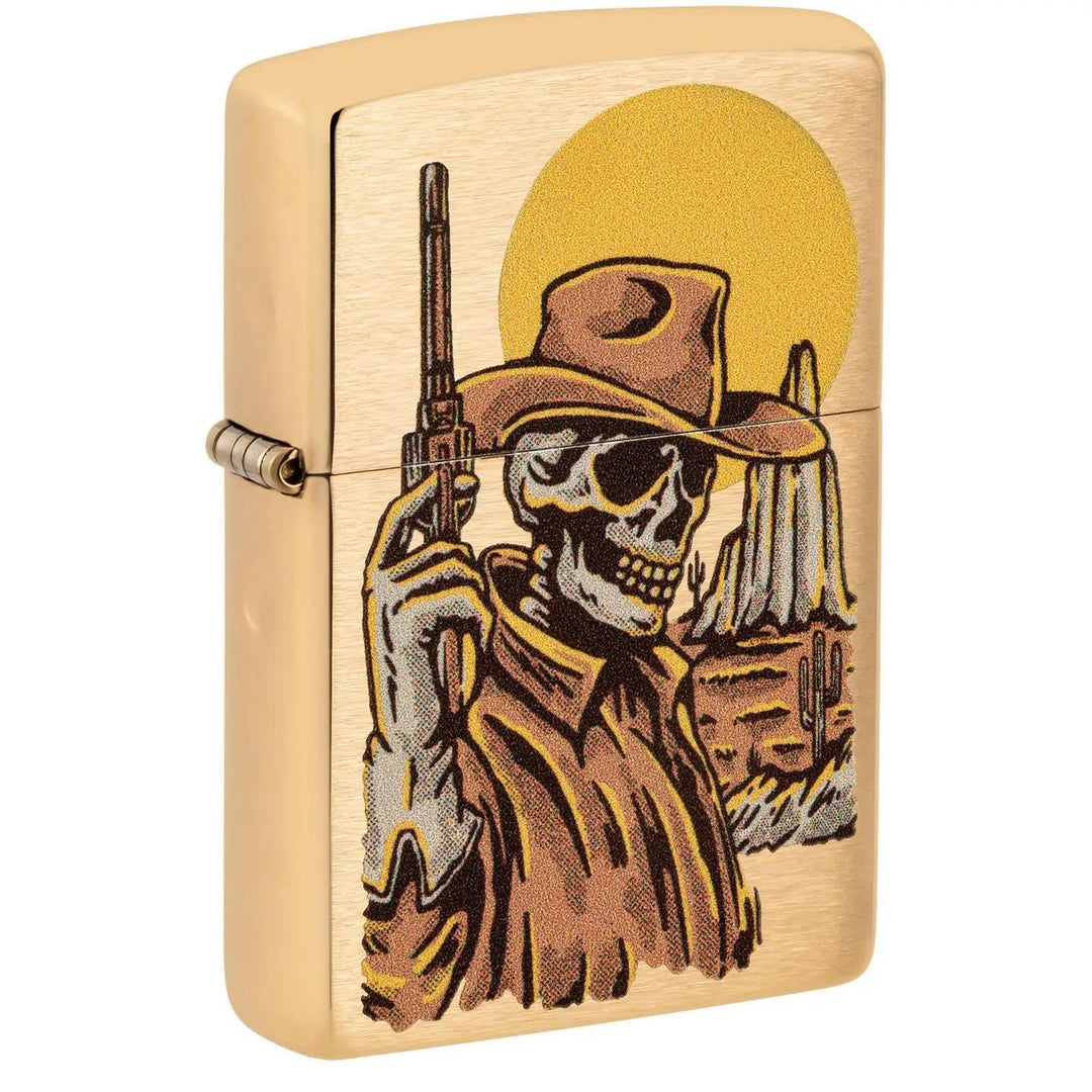 Zippo Wild West Skeleton Brushed Brass Windproof Lighter