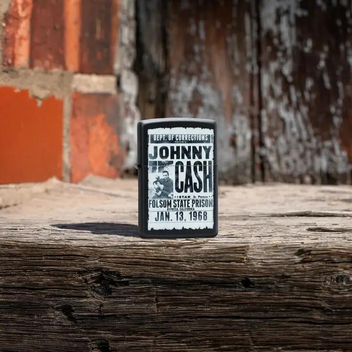 Zippo Johnny Cash Folsom State Black Matte Windproof Lighter