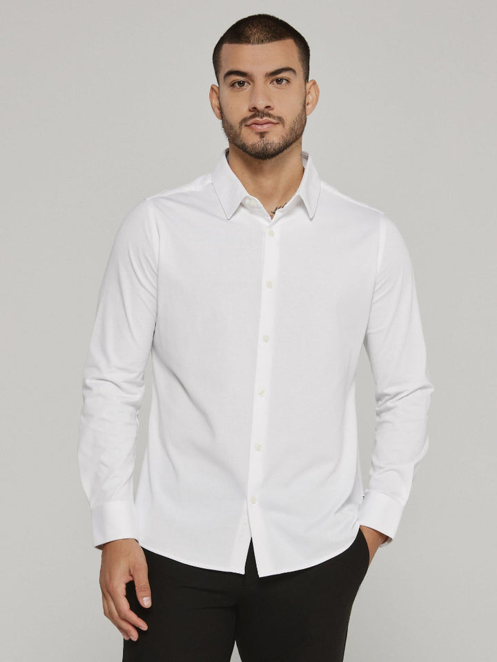 7 Diamonds Girona Long Sleeve Shirt White - Front View