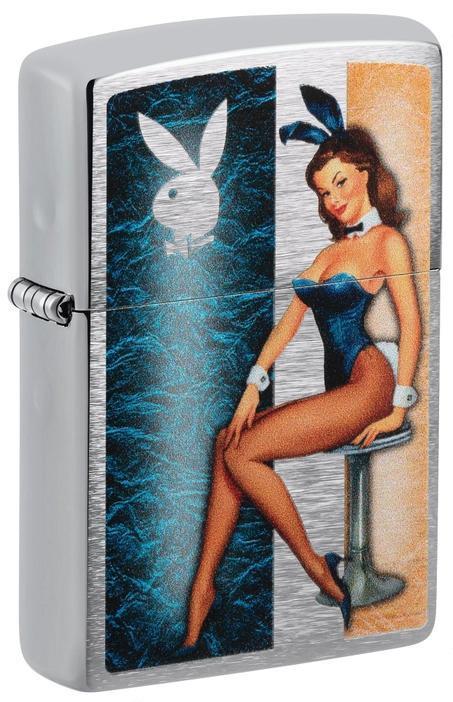 Zippo Playboy Pinup Design Brushed Chrome Windproof Lighter
