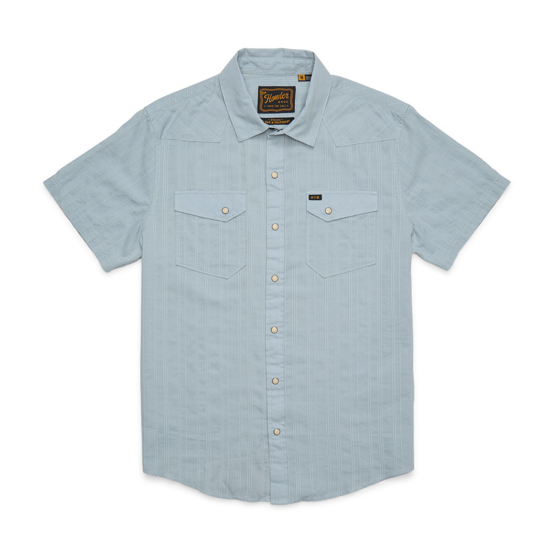 H Bar B Snapshirt - Eyelet Stripe : Sky Blue
