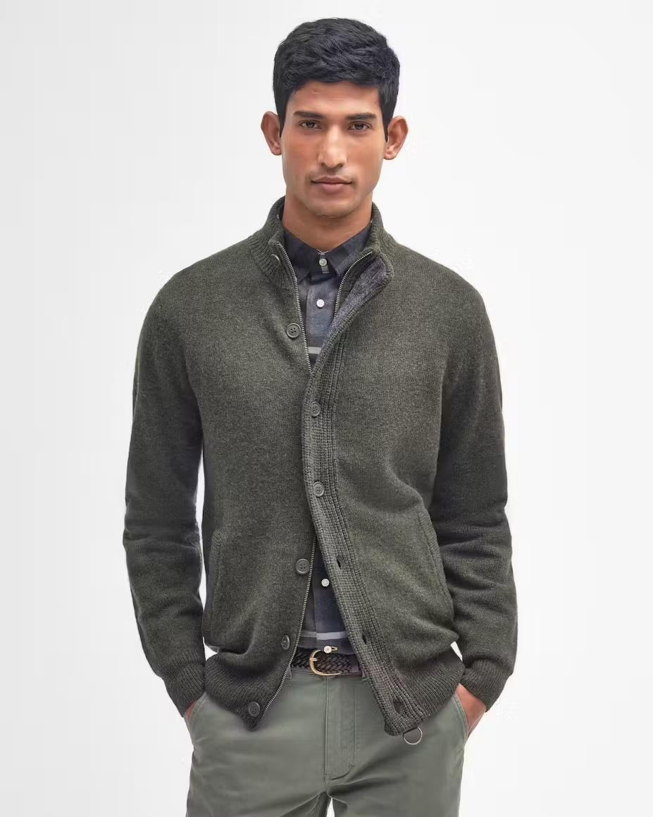 Barbour Essential Patch Zip Through Knitted Jumper