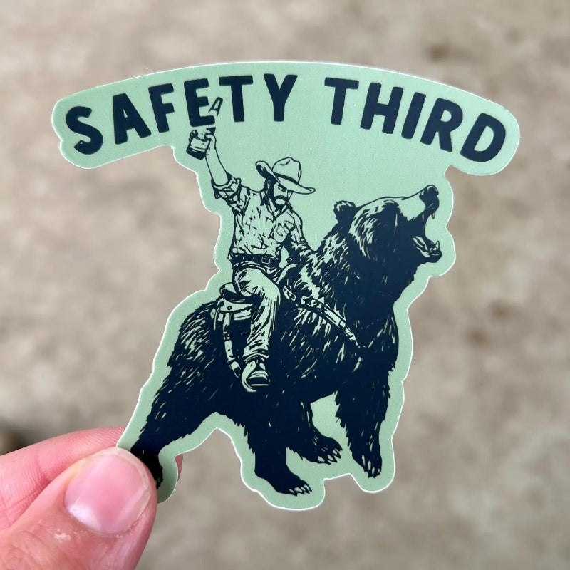 208 Tees Outdoor Bear Sticker | Safety Third Decal | 3-3.5 inches