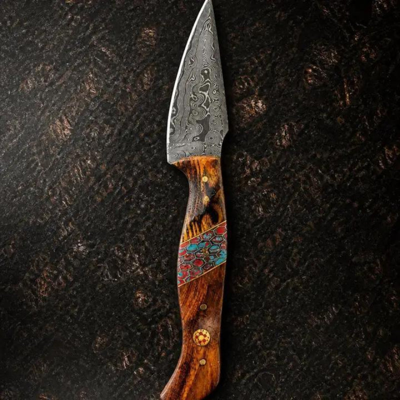 Titan "Painted Mesa" Damascus Hunting Knife – Cocobolo