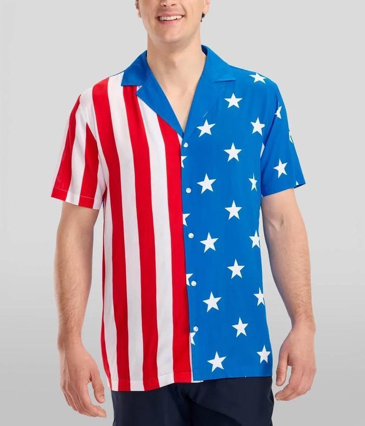 Vertical Flag Hawaiian Shirt - Men&