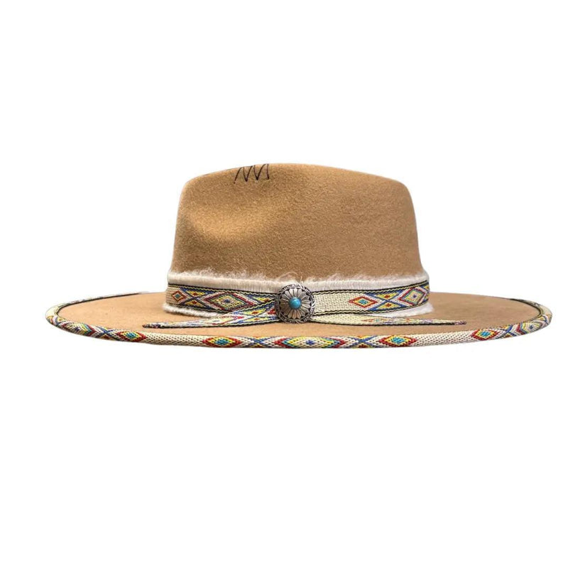 American Hat Makers New 100% Wool Felt Flat Brim Fedora Hat - Style Lakota - Front View