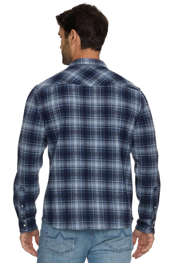 Flag &amp; Anthem Loredo LS Western Hero Knit Flannel Light Blue/Navy - Back View