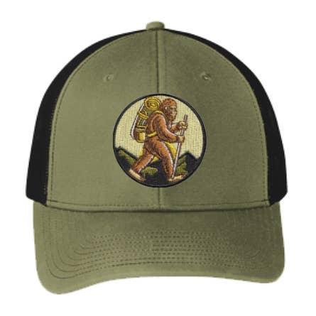 Hiking Bigfoot Strapback Hat Olive Drab Green/Black