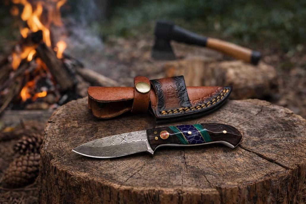 Titan Hand-Forged Damascus Drop Point Outdoor Utility Tool