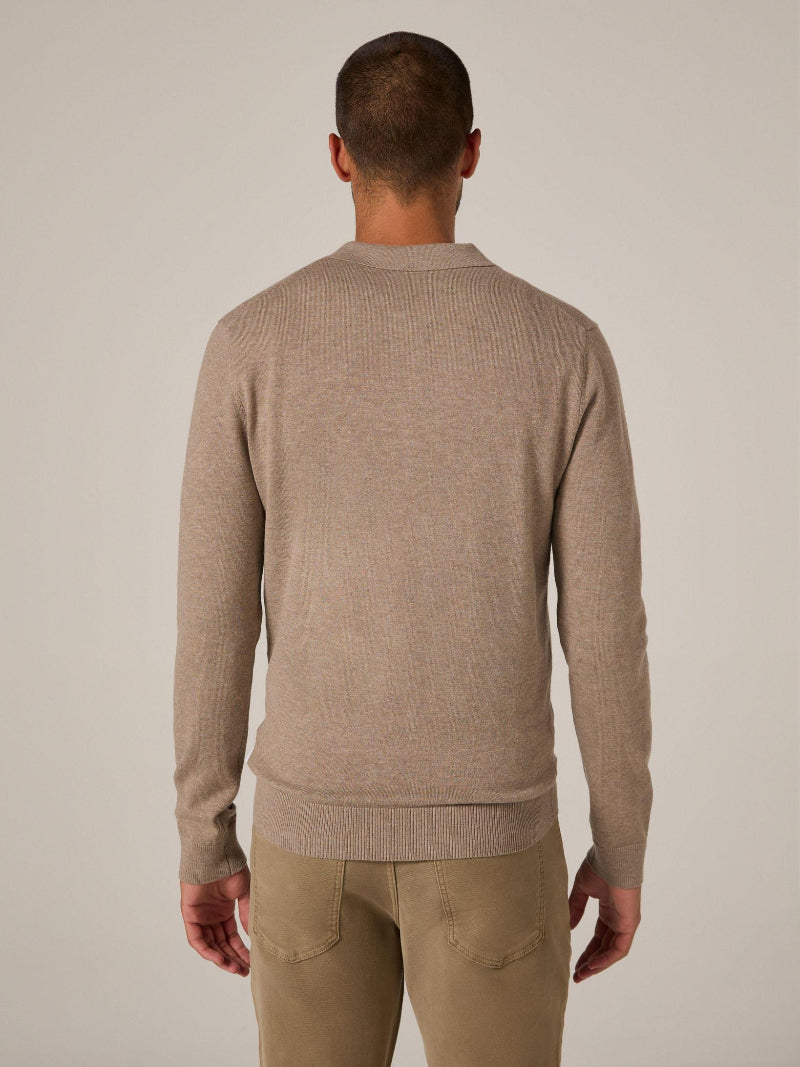 7 Diamonds Belford Long Sleeve Sweater Polo - Back View