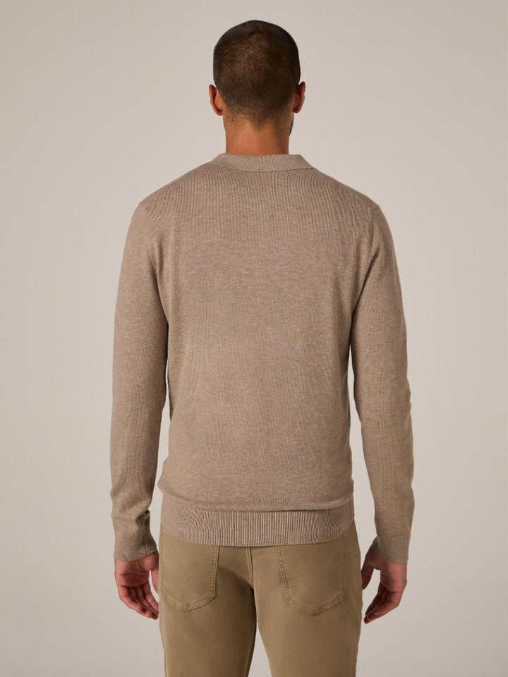 7 Diamonds Belford Long Sleeve Sweater Polo - Back View