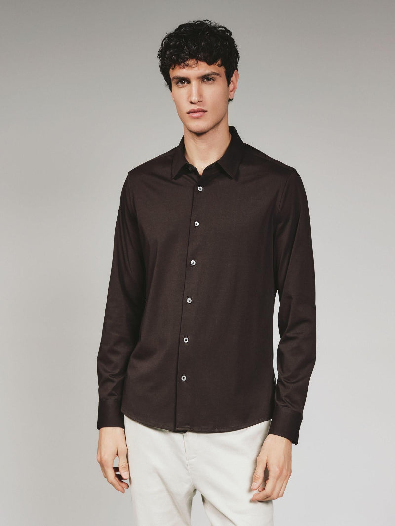 7 Diamonds Girona Long Sleeve Shirt Walnut - Front View