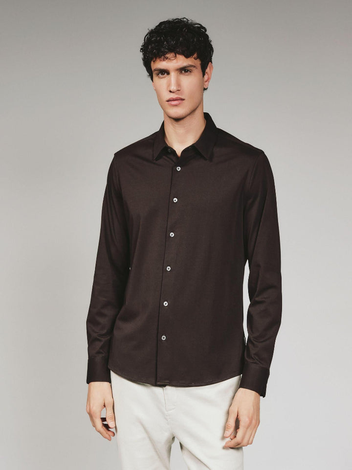 7 Diamonds Girona Long Sleeve Shirt Walnut - Front View