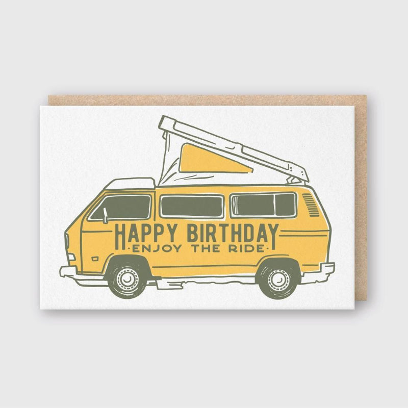 Pike Street Press Letterpress Birthday Greeting Card – Camper Van | 5.33x 3.
45 