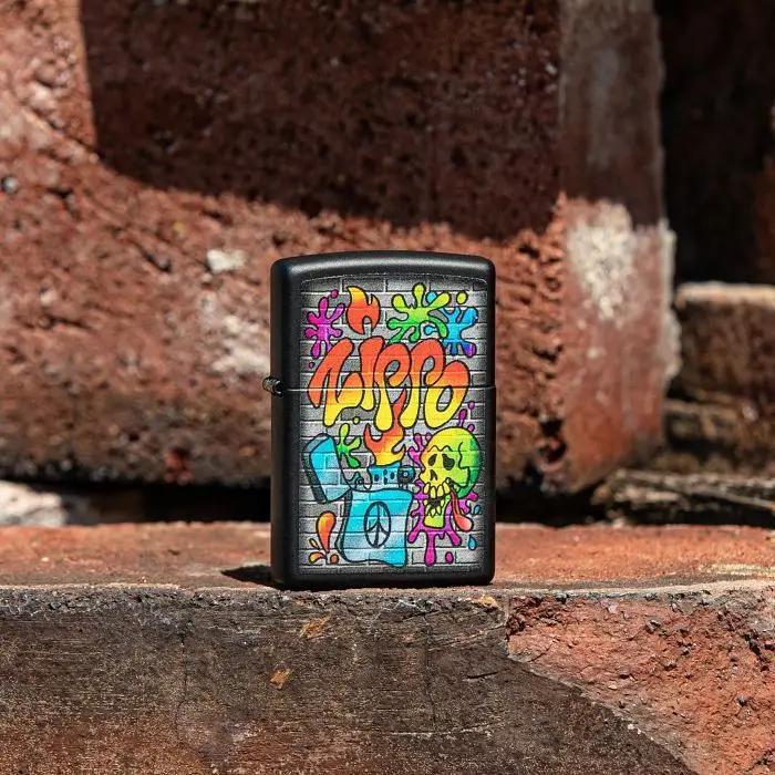 Zippo Street Art Design Black Matte Windproof Lighter