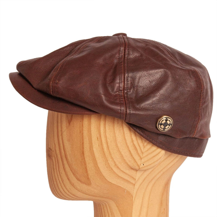 American Hat Makers Bourbon St Genuine Leather Newsboy Cap