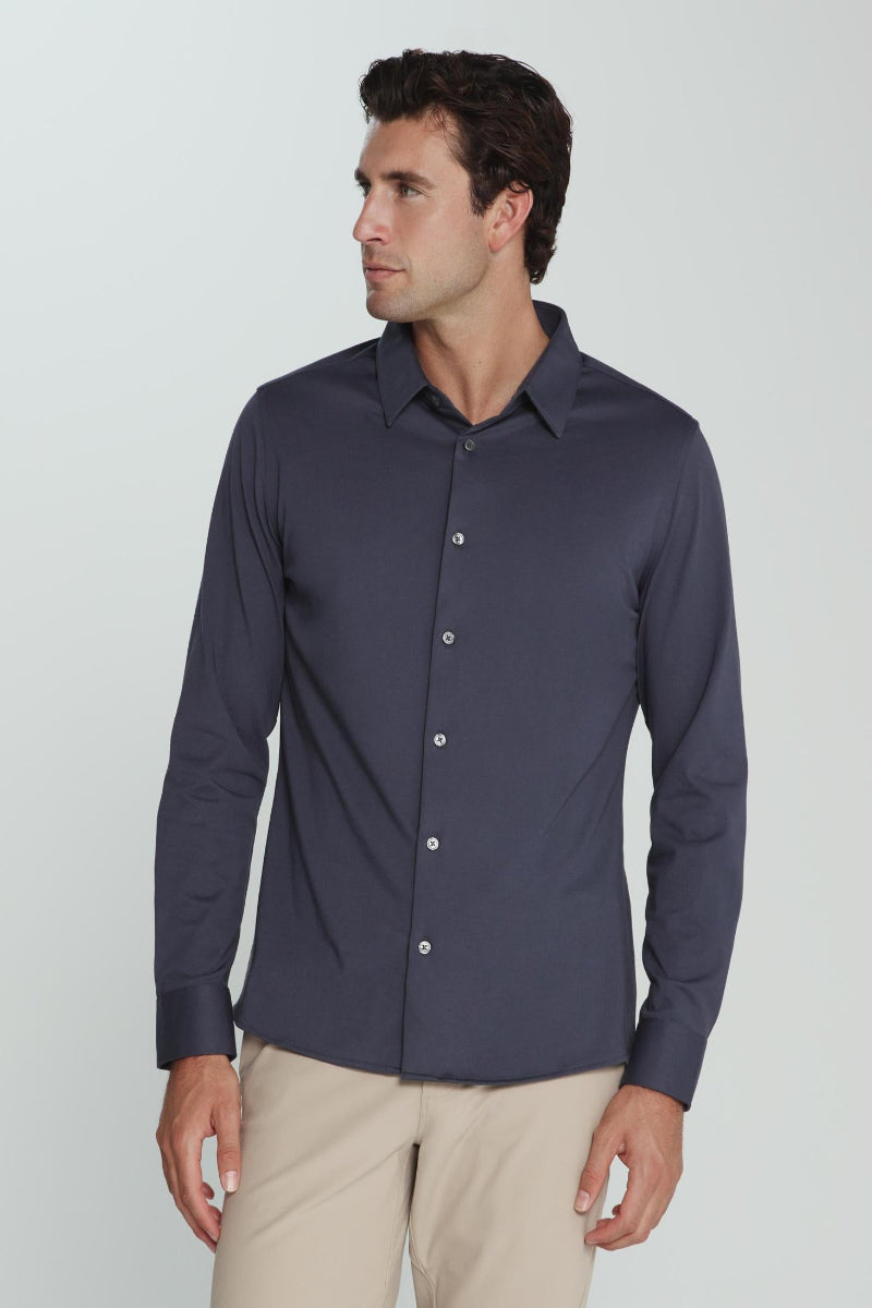7 Diamonds Girona Long Sleeve Shirt Slate - Front View