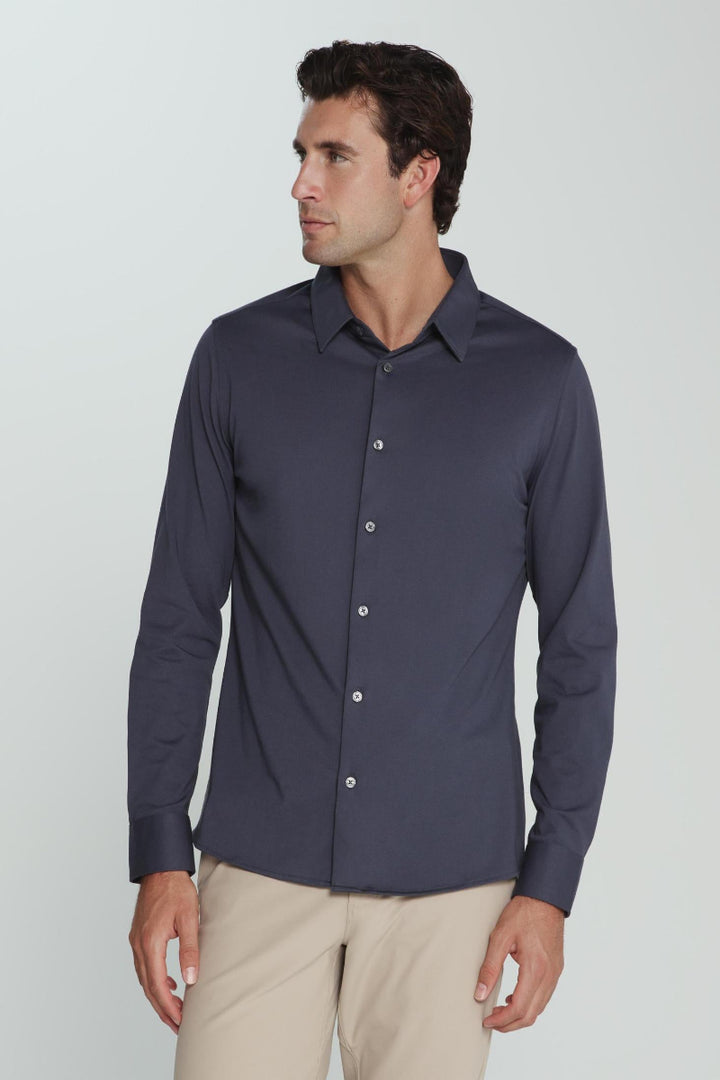 7 Diamonds Girona Long Sleeve Shirt Slate - Front View