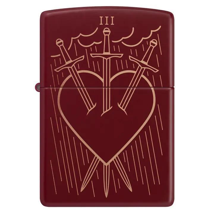 Zippo Three of Swords Design Merlot Windproof Lighter