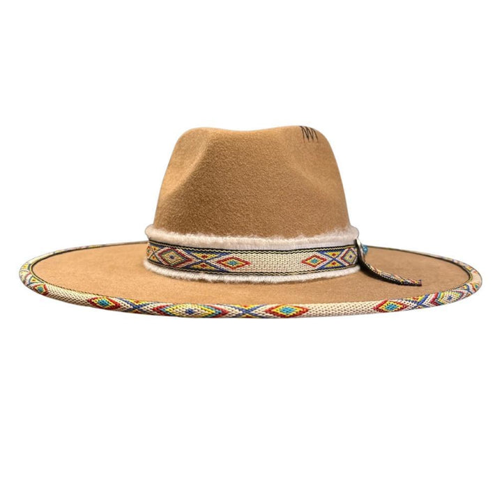 American Hat Makers New 100% Wool Felt Flat Brim Fedora Hat - Style Lakota - Side View