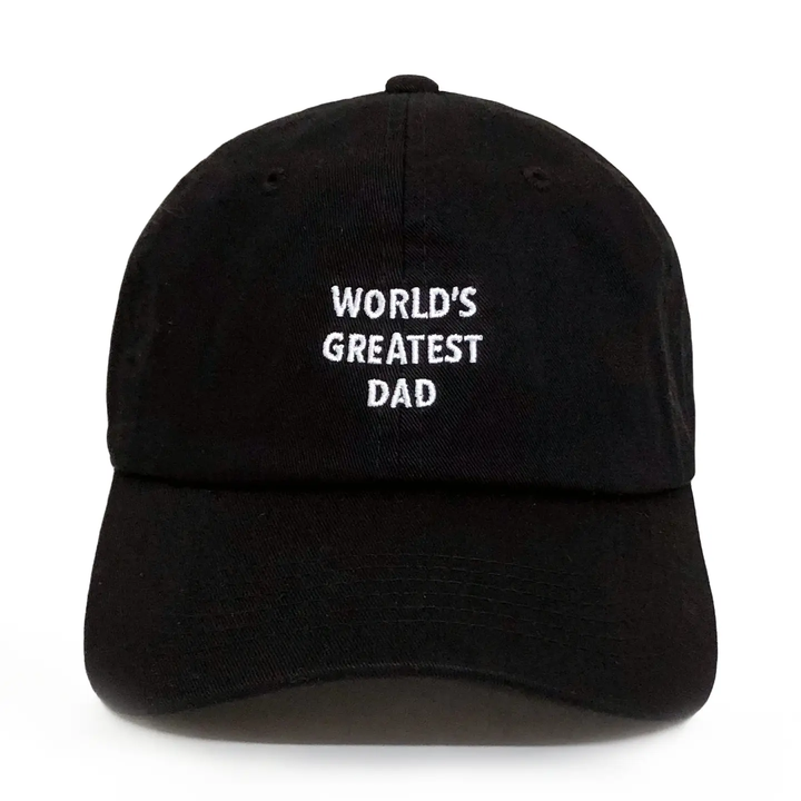 Worlds Greatest Dad Embroidered Hat - Black Cotton