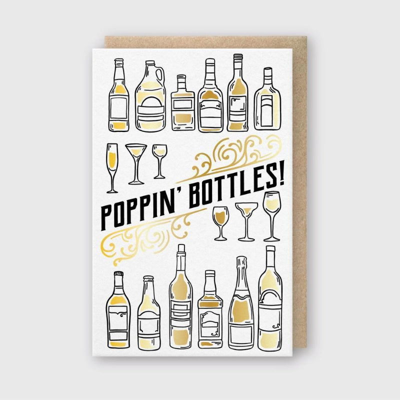 Pike Street Press Letterpress Congrats Greeting Card – Poppin Bottles | 5.31x 3.45 