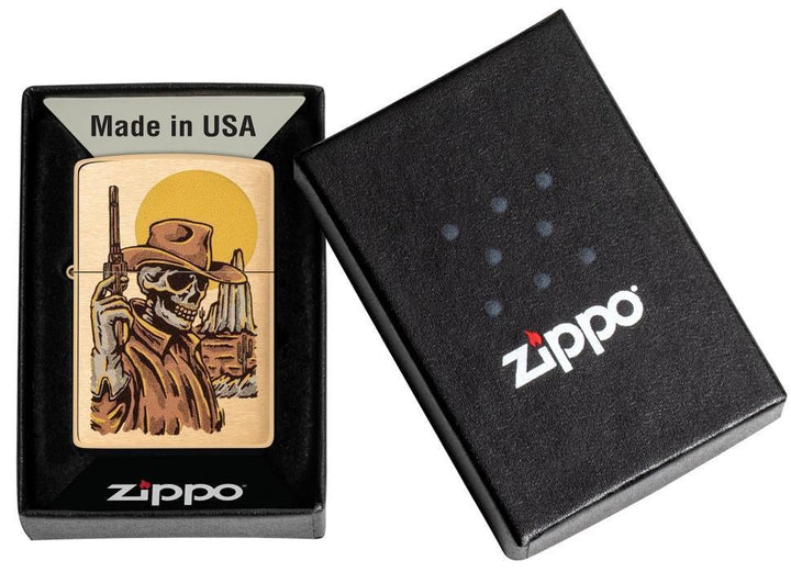 Zippo Wild West Skeleton Brushed Brass Windproof Lighter