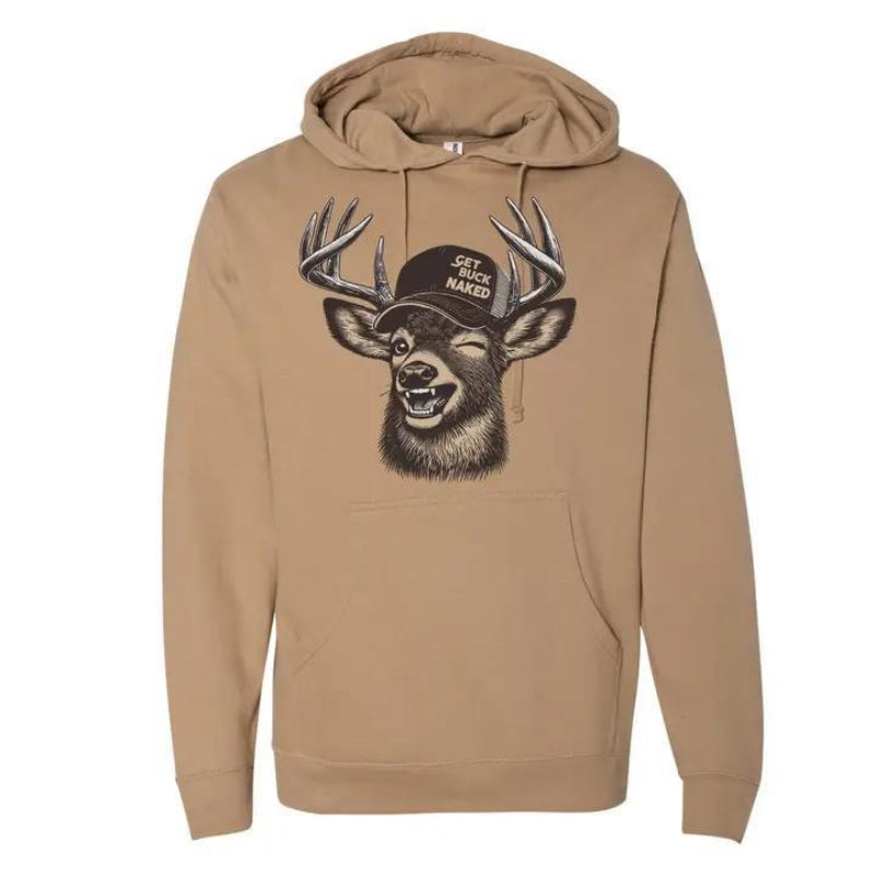 Ales to Trails Get Buck Naked Hoodie - Front View