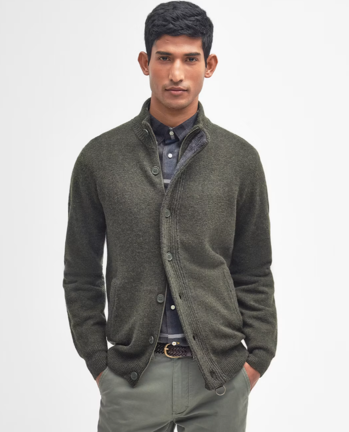 Barbour Essential Patch Zip Through Knitted Jumper