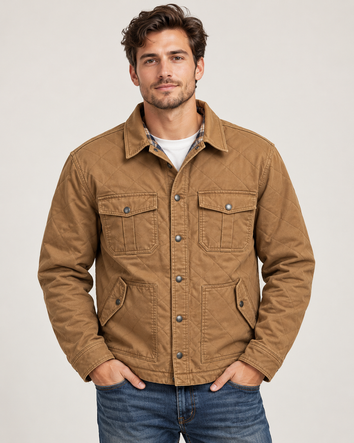 Montana Co Faux Oil Skin Canvas Jacket w/ Flannel Lining