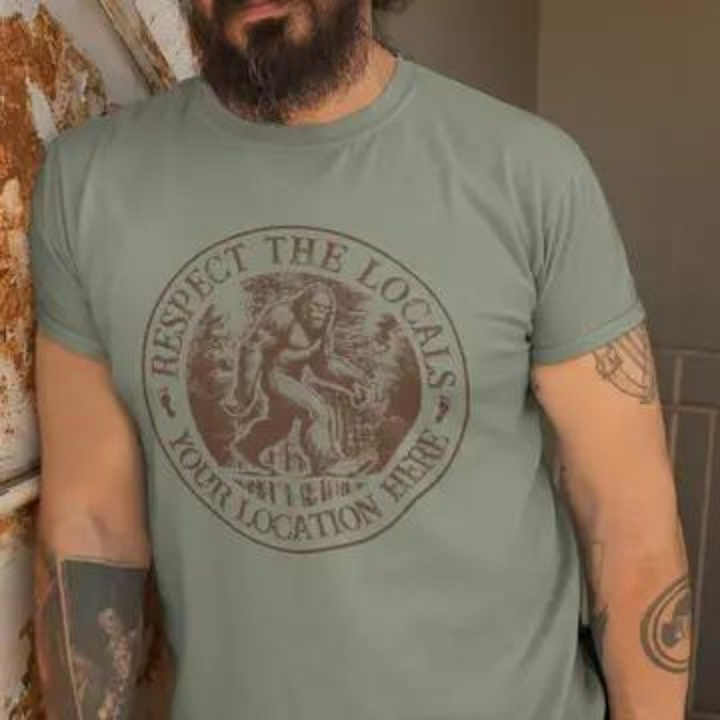 Squatchin’ Country “Respect the Locals” Bigfoot T-Shirt or Sweatshirt – Custom – Youth SM / T-Shirt
