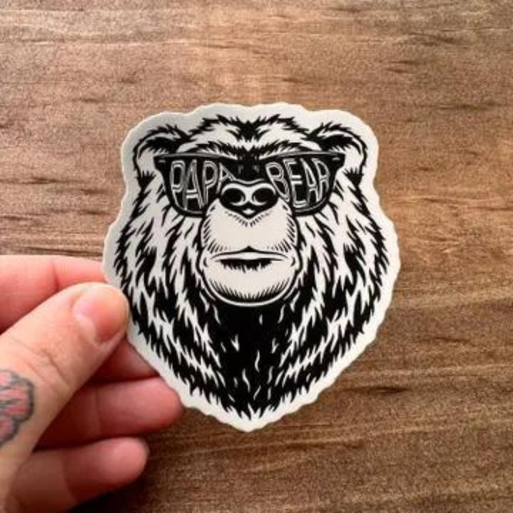 208 Tees Papa Bear Sticker - Weatherproof - Made In USA | 3-3.5 inches