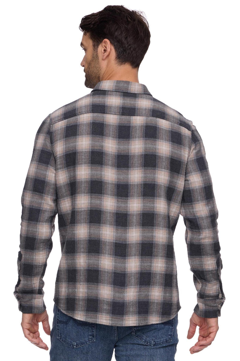 Flag &amp; Anthem Repton LS Double Layer Shirt Charcoal/Taupe - Back View