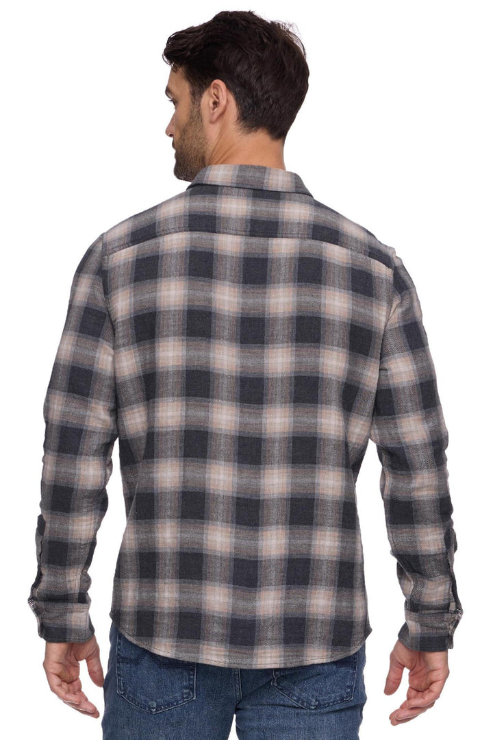 Flag &amp; Anthem Repton LS Double Layer Shirt Charcoal/Taupe - Back View