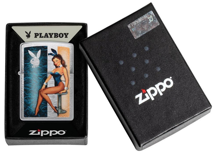 Zippo Playboy Pinup Design Brushed Chrome Windproof Lighter