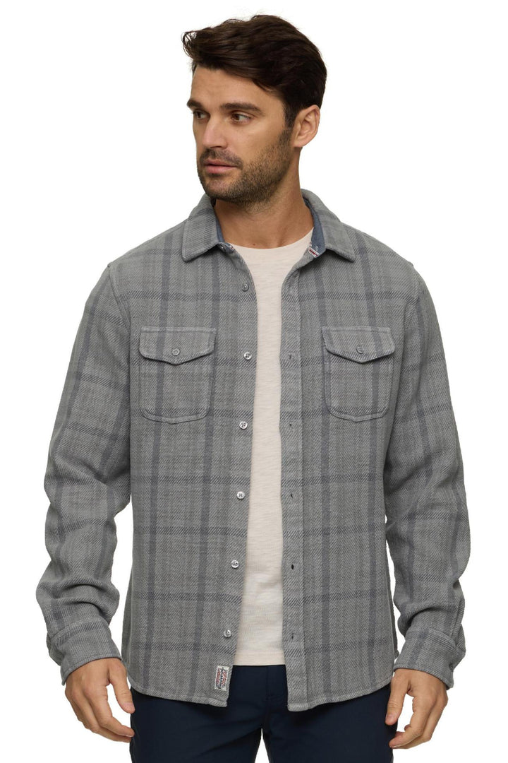 Flag &amp; Anthem Leighton Frontier Overshirt Grey Combov - Front View
