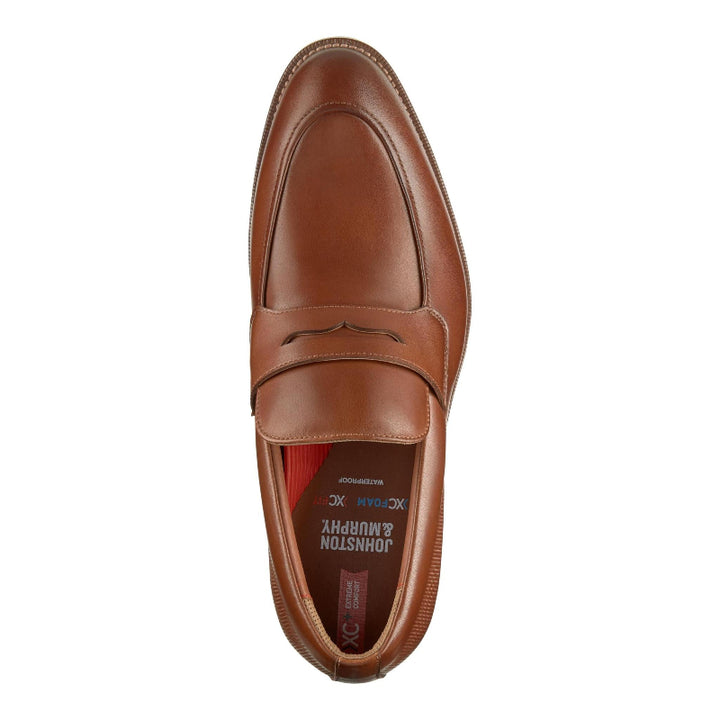 Johnston &amp; Murphy XC+ Copley Penny Loafer Cognac Waterproof Full Grain - Front View
