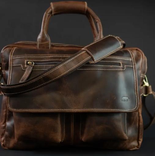 Kodiak Buffalo Leather Pilot Bag-Dark Walnut