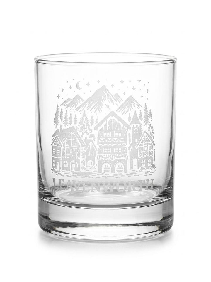 Leavenworth Bavarian Village Etched Rocks Glass | Whiskey Tumbler