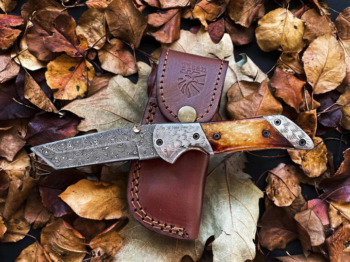 American Eagle Burnt Damascus EDC Folding Blade