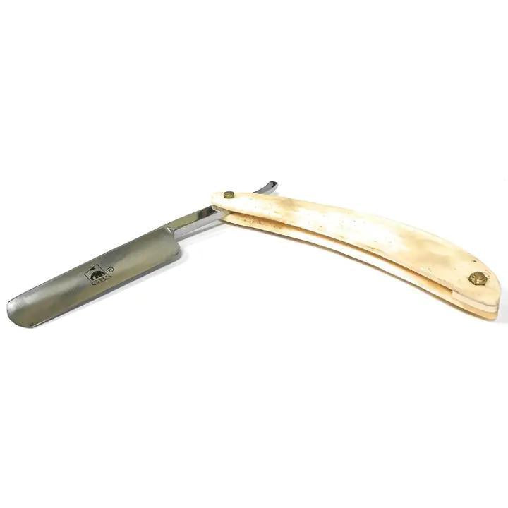 Ivory Horn Handle Straight Razor 6/8 Carbon Steel w/Case