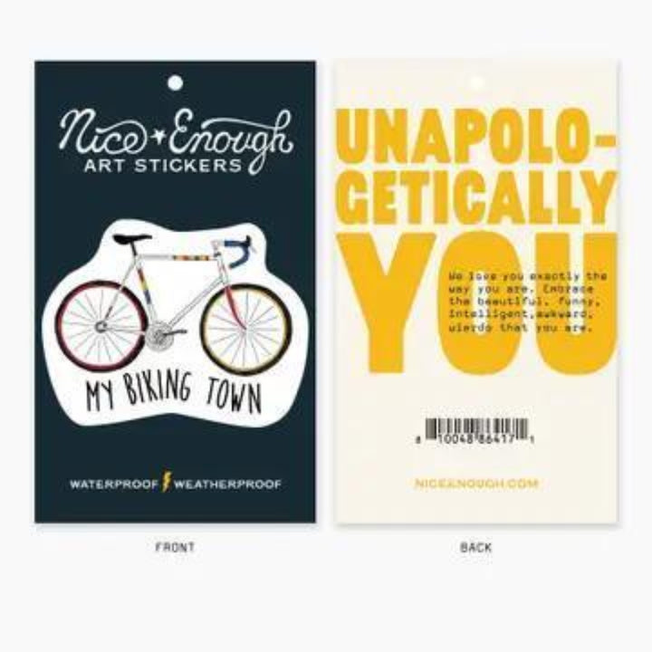 Nice Enough Stickers Road Bike - 3" Name Drop Sticker | Barcoded | Custom, non-returnable item: Leavenworth, WA