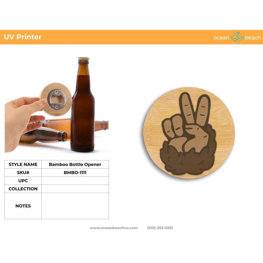 Bigfoot Peace Bamboo Bottle Opener Magnet