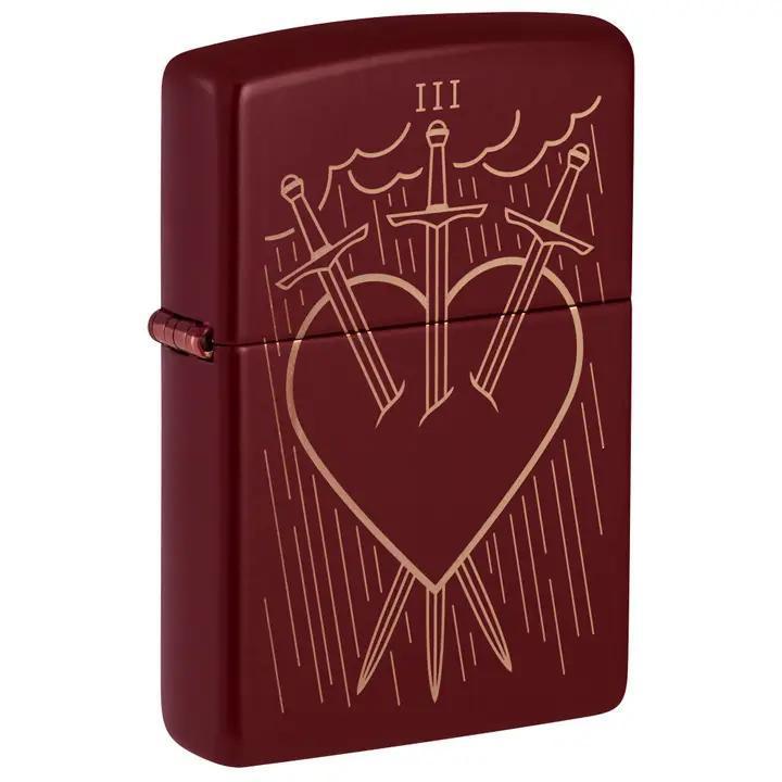 Zippo Three of Swords Design Merlot Windproof Lighter