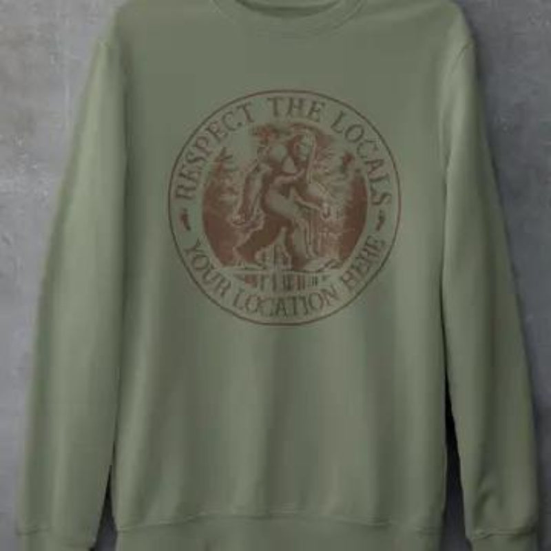 Squatchin’ Country “Respect the Locals” Bigfoot T-Shirt or Sweatshirt – Custom – Youth SM / T-Shirt