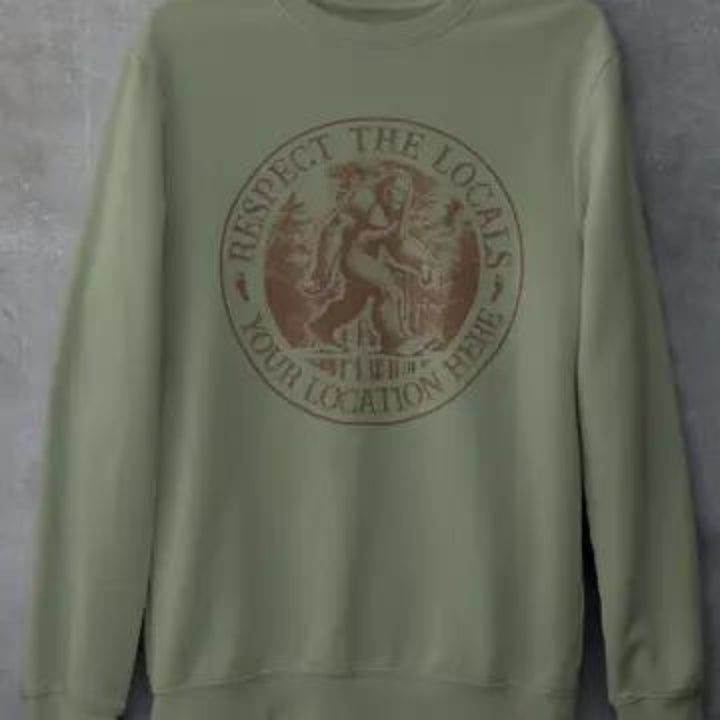 Squatchin’ Country “Respect the Locals” Bigfoot T-Shirt or Sweatshirt – Custom – Youth SM / T-Shirt
