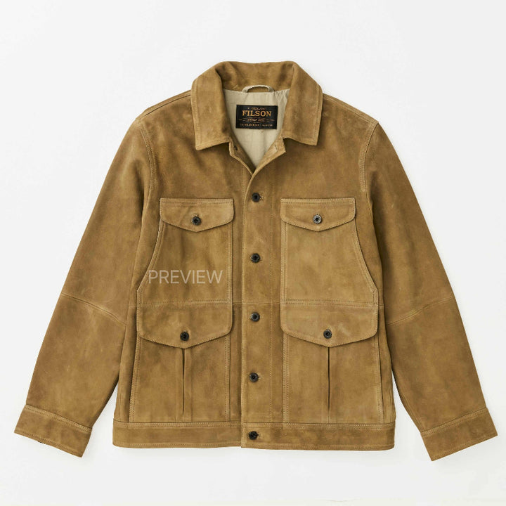 Filson Suede Journeyman Jacket Bobcat Brown - Front View