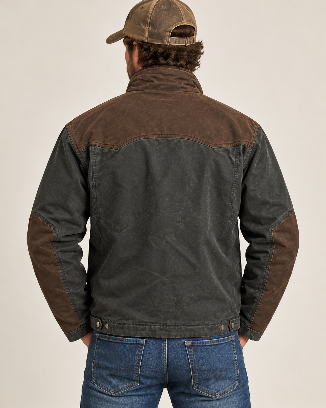Montana Co Faux Oil Skin Canvas Jacket w/ Flannel Lining