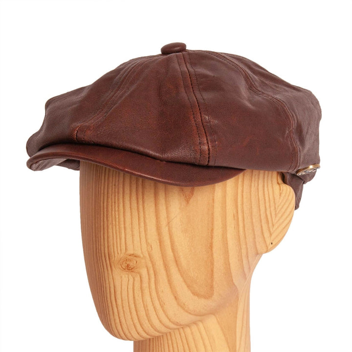 American Hat Makers Bourbon St Genuine Leather Newsboy Cap